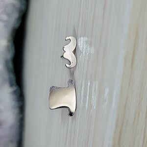 STEAMPUNK Hat & Mustache Stud Earrings, unisex